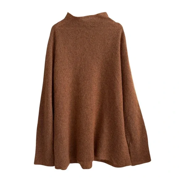 Eileen Fisher Mohair Wool Tunic Sweater 1X Funnel Neck Oversized Long Pullover - Picture 4 of 5